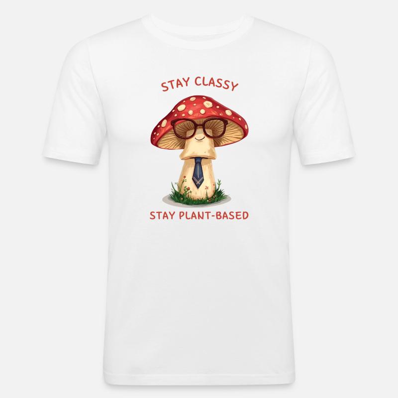 Stay Classy – Nostalgic Mushroom Design - Männer Slim Fit T-Shirt - Weiß