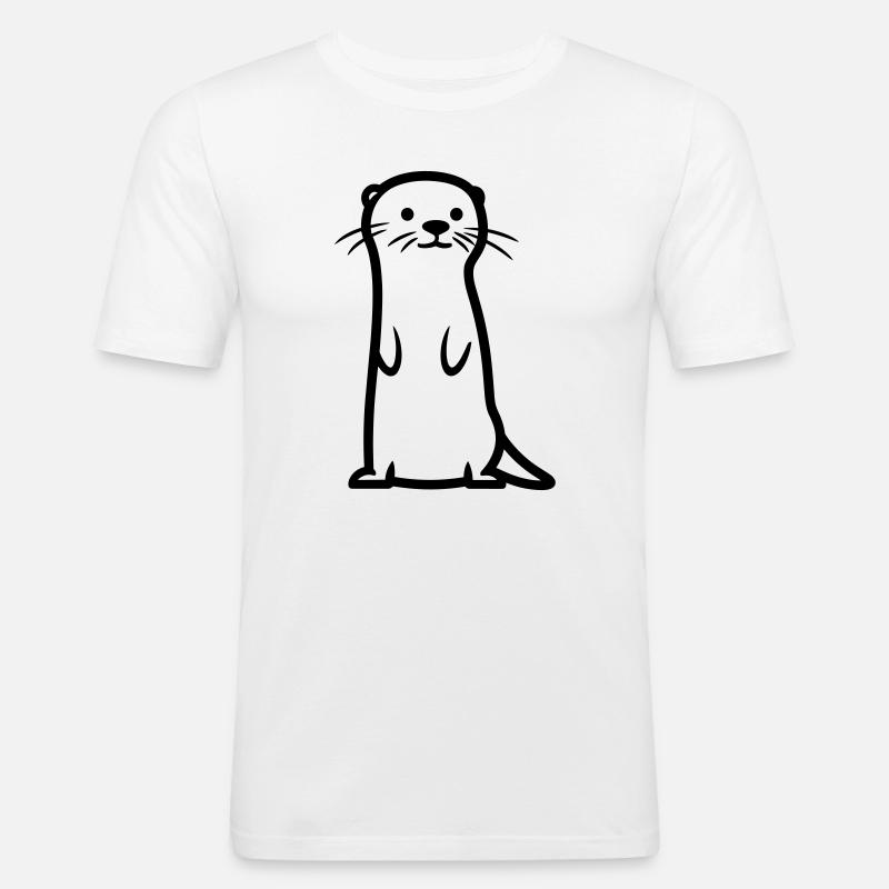 Otter - Männer Slim Fit T-Shirt - Weiß