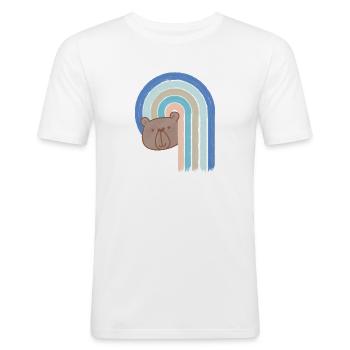 Regenbogen Bär Pastell - Männer Slim Fit T-Shirt - Weiß - Vorne - Nik (191cm)