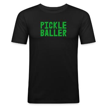 Pickle Baller Pickleball - Men's Slim Fit T-Shirt - black - Front - Nik (191cm)