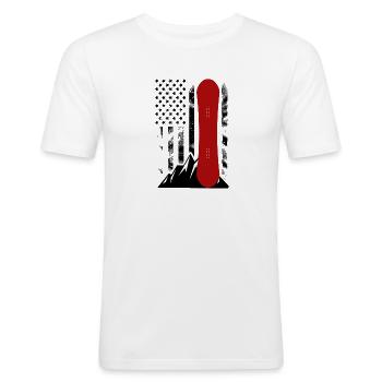 Snowboard American Flag - Men's Slim Fit T-Shirt - white - Front - Nik (191cm)