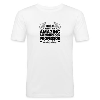 Professeur de paléontologie incroyable - T-shirt près du corps Homme - blanc - Devant - Nik (191cm)