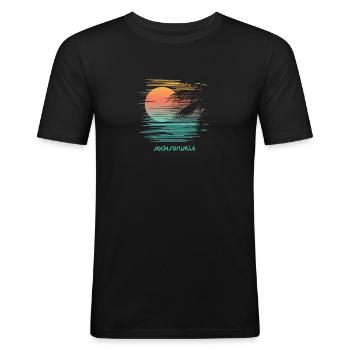 Künstlerischer Jacksonville Florida Palm Tree Urlaub - Männer Slim Fit T-Shirt - Schwarz - Vorne - Nik (191cm)