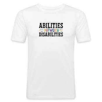 Autismus-bewusstsein - Fähigkeiten Überwiegen - Männer Slim Fit T-Shirt - Weiß - Vorne - Nik (191cm)