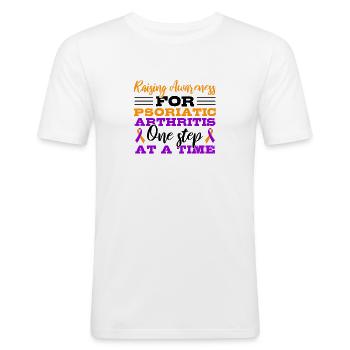 Sensibilisation au rhumatisme psoriasique - A - T-shirt près du corps Homme - blanc - Devant - Nik (191cm)