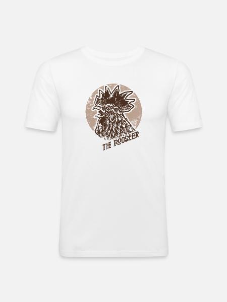 rooster old stamp - Men's Slim Fit T-Shirt - white