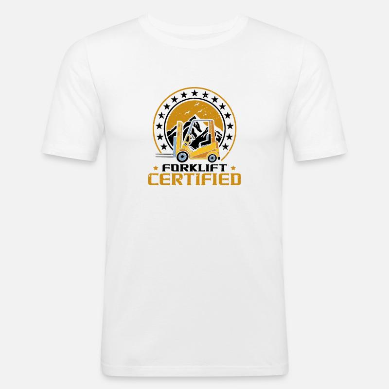 Gabelstapler Certified Warehouse Operator - Männer Slim Fit T-Shirt - Weiß