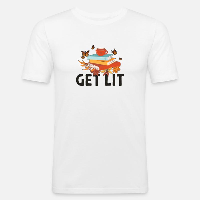 Get Lit Reading Quotes Introvertierter Bücherwurm - Männer Slim Fit T-Shirt - Weiß