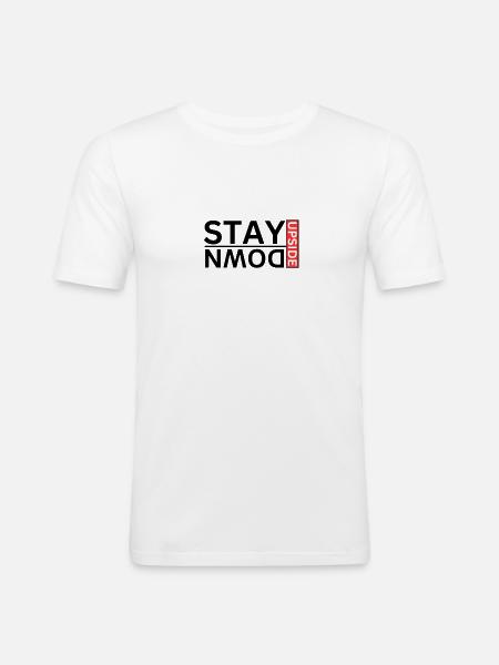 Stay Upside Down, funny minimalistic - Men's Slim Fit T-Shirt - white