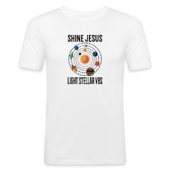 Vbs Crew Shine Jesus Light Stellar - Men's Slim Fit T-Shirt - white - Front - Nik (191cm)