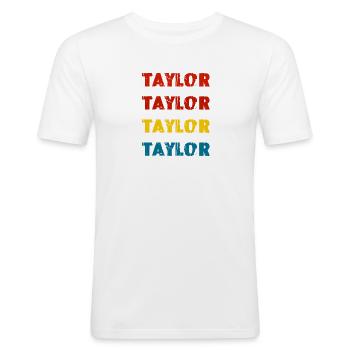 t-shirt vintage style rock test design - Men's Slim Fit T-Shirt - white - Front - Nik (191cm)