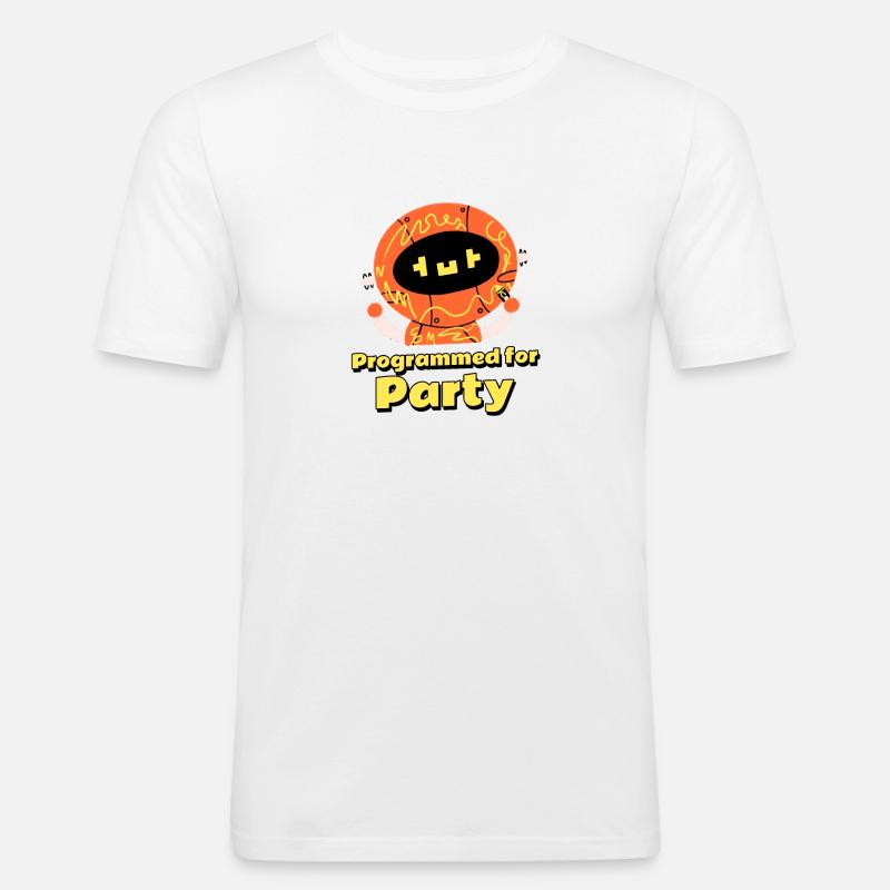 Programmed for Party! - Männer Slim Fit T-Shirt - Weiß