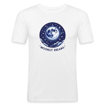 Pleine lune brillante dans le ciel étoilé - T-shirt près du corps Homme - blanc - Devant - Nik (191cm)