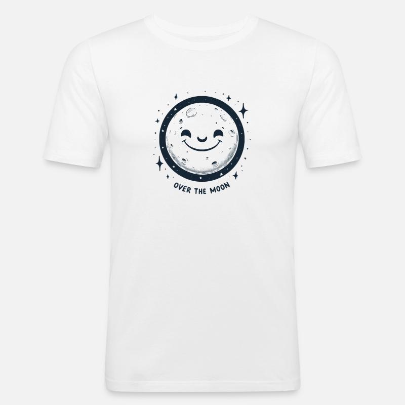 Smiling Moon Delight - Männer Slim Fit T-Shirt - Weiß