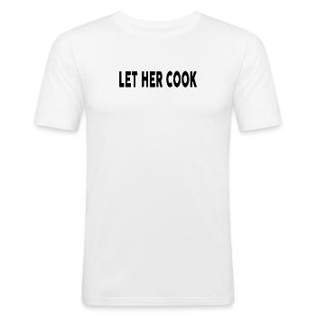 Laissez-la cuisiner - T-shirt près du corps Homme - blanc - Devant - Nik (191cm)