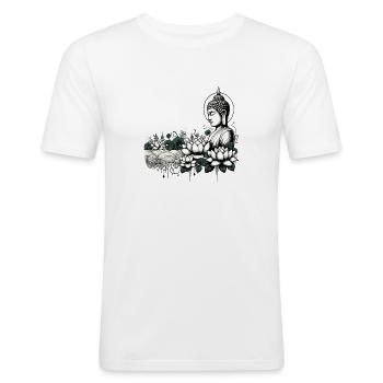 Zen Ruhe - Männer Slim Fit T-Shirt - Weiß - Vorne - Nik (191cm)
