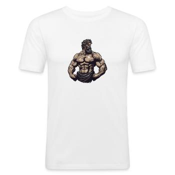 Muscles Bodybuilder Gym - Men's Slim Fit T-Shirt - white - Front - Nik (191cm)