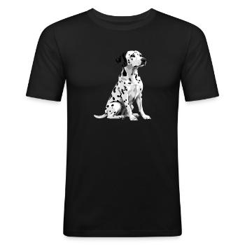 Dalmatiner - Männer Slim Fit T-Shirt - Schwarz - Vorne - Nik (191cm)