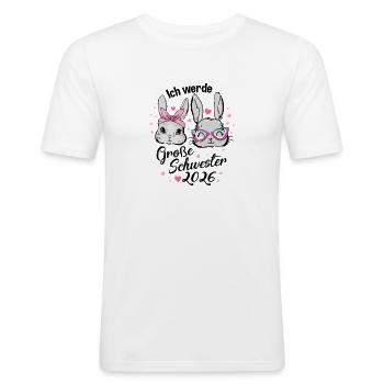 Ich Werde Große Schwester 2026 Hasen Geschwister - Männer Slim Fit T-Shirt - Weiß - Vorne - Nik (191cm)