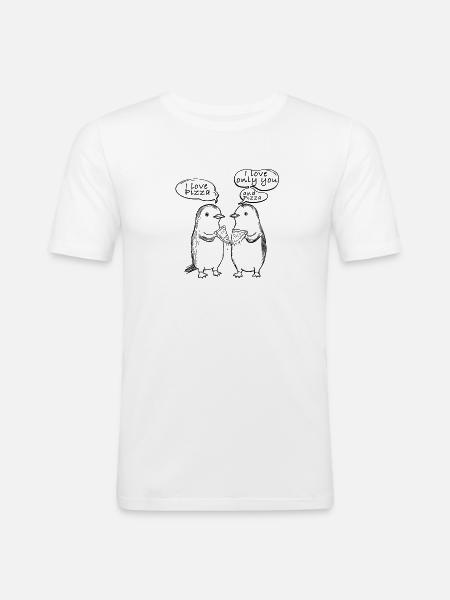 J’adore Pizza Penguins - T-shirt près du corps Homme - blanc