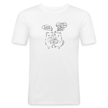 I love Pizza Meerschweinchen - Männer Slim Fit T-Shirt - Weiß - Vorne - Nik (191cm)