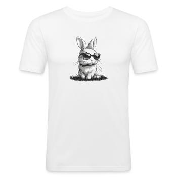 Cooler Osterhase Häschen Frohe Ostern Geschenk - Männer Slim Fit T-Shirt - Weiß - Vorne - Nik (191cm)