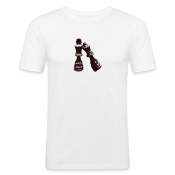 Jeu d'échecs roi et reine - T-shirt près du corps Homme - blanc - Devant - Nik (191cm)