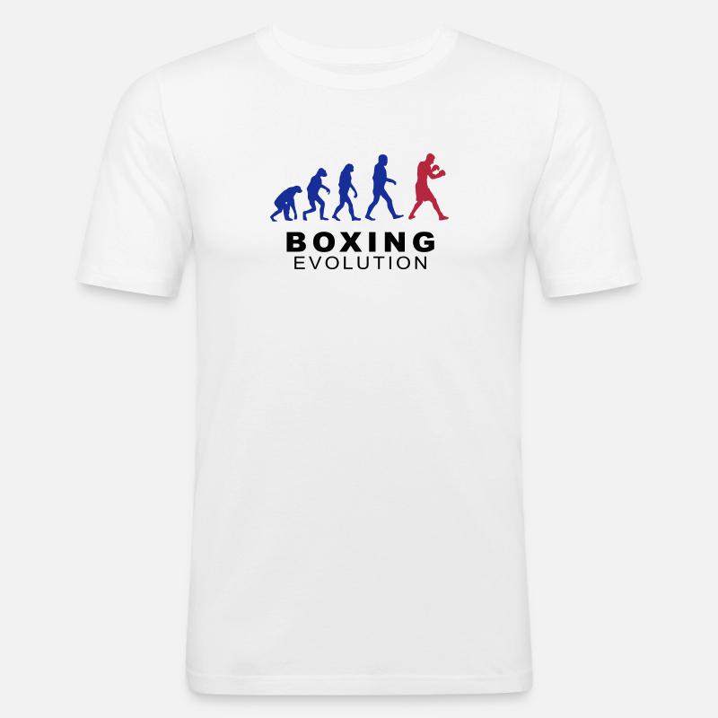 Boxing evolution - Männer Slim Fit T-Shirt - Weiß