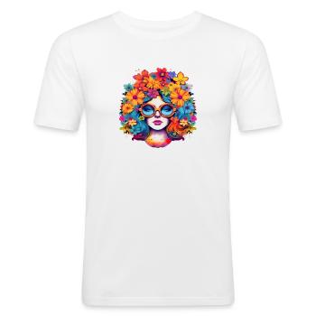 Flower power girl 8 - T-shirt près du corps Homme - blanc - Devant - Nik (191cm)