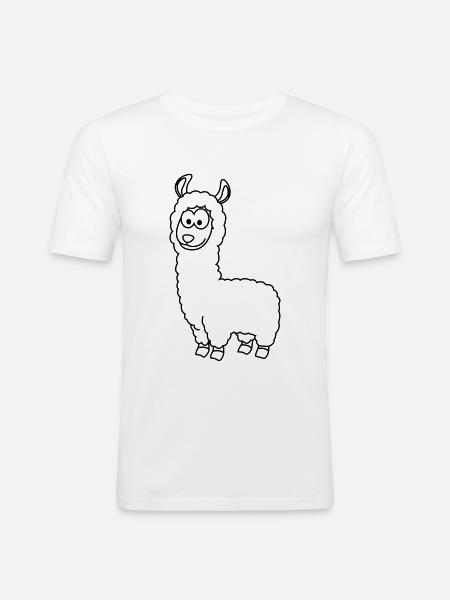 Alpaka Comic Tier - Männer Slim Fit T-Shirt - Weiß