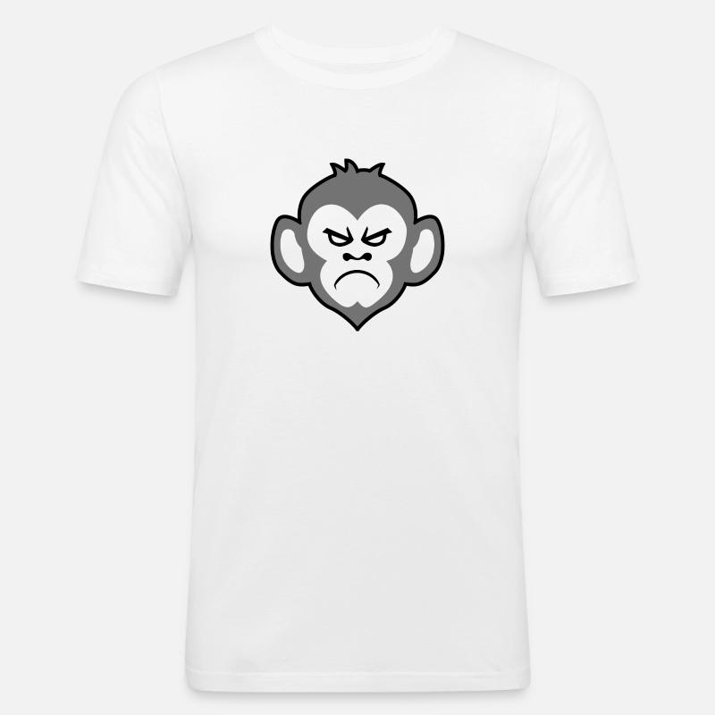 Grumpy Monkey - Männer Slim Fit T-Shirt - Weiß