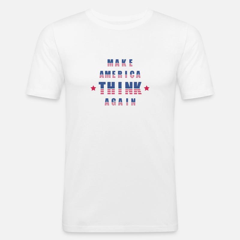 make america think again - Männer Slim Fit T-Shirt - Weiß