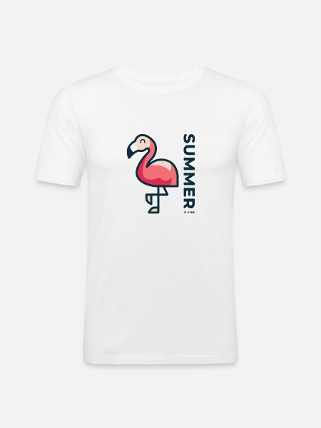 Summer again - Flamingo - Gift - Men's Slim Fit T-Shirt - white