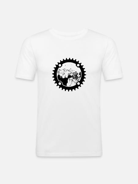 Biker in sprocket (light background) - Men's Slim Fit T-Shirt - white