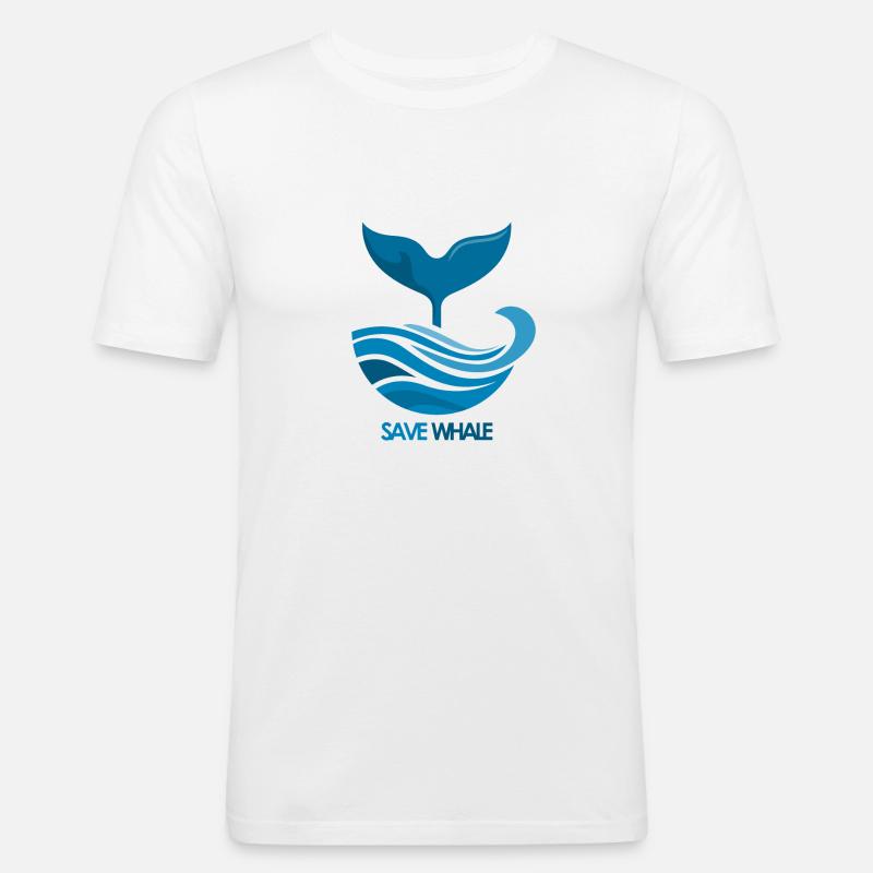 Wal - Männer Slim Fit T-Shirt - Weiß