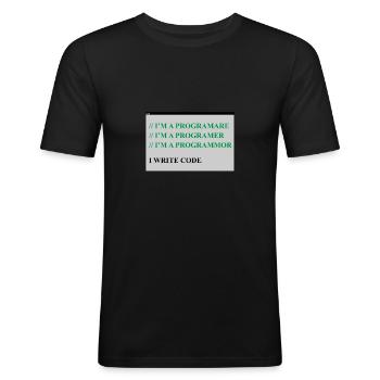 Computer - Männer Slim Fit T-Shirt - Schwarz - Vorne - Nik (191cm)