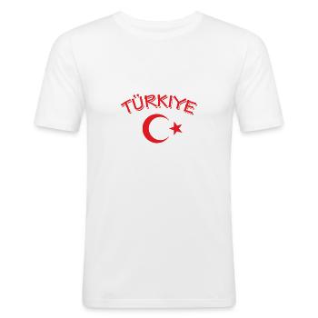 Türkei - Männer Slim Fit T-Shirt - Weiß - Vorne - Nik (191cm)