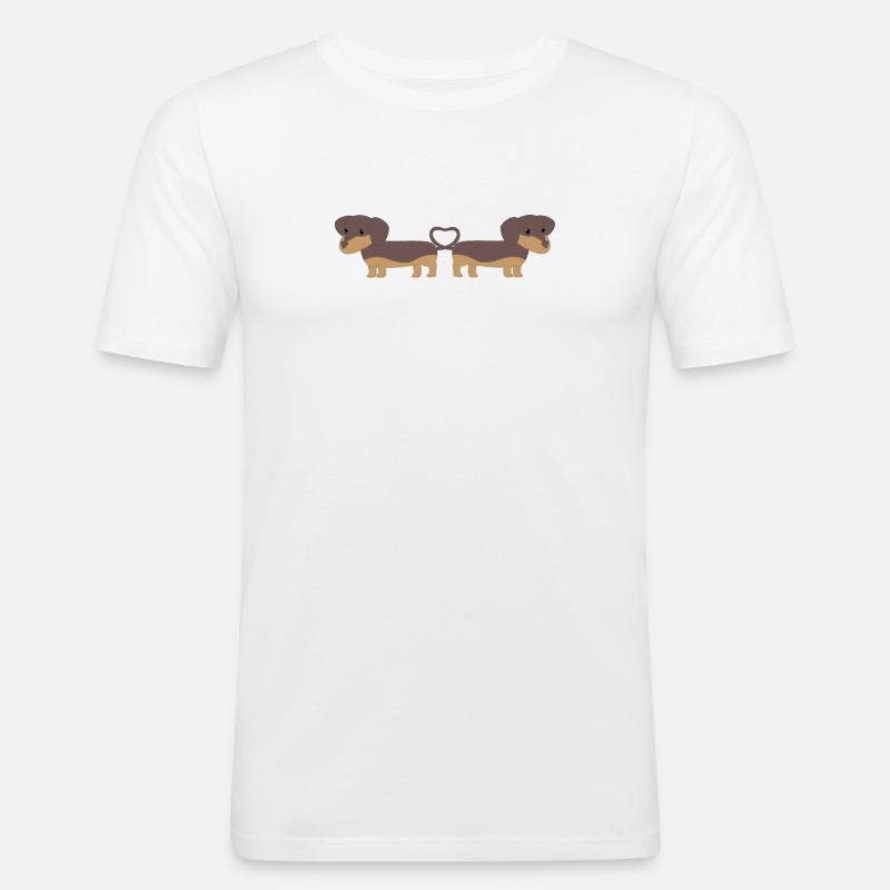 Dackel - Dackelliebe - Dachshund - Geschenk - Männer Slim Fit T-Shirt - Weiß