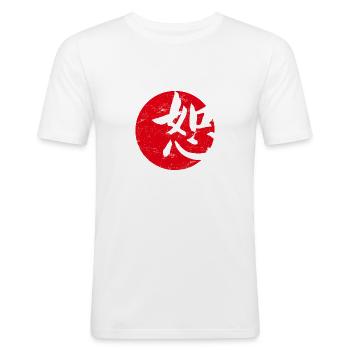 fidélité des lettres japonaises - T-shirt près du corps Homme - blanc - Devant - Nik (191cm)