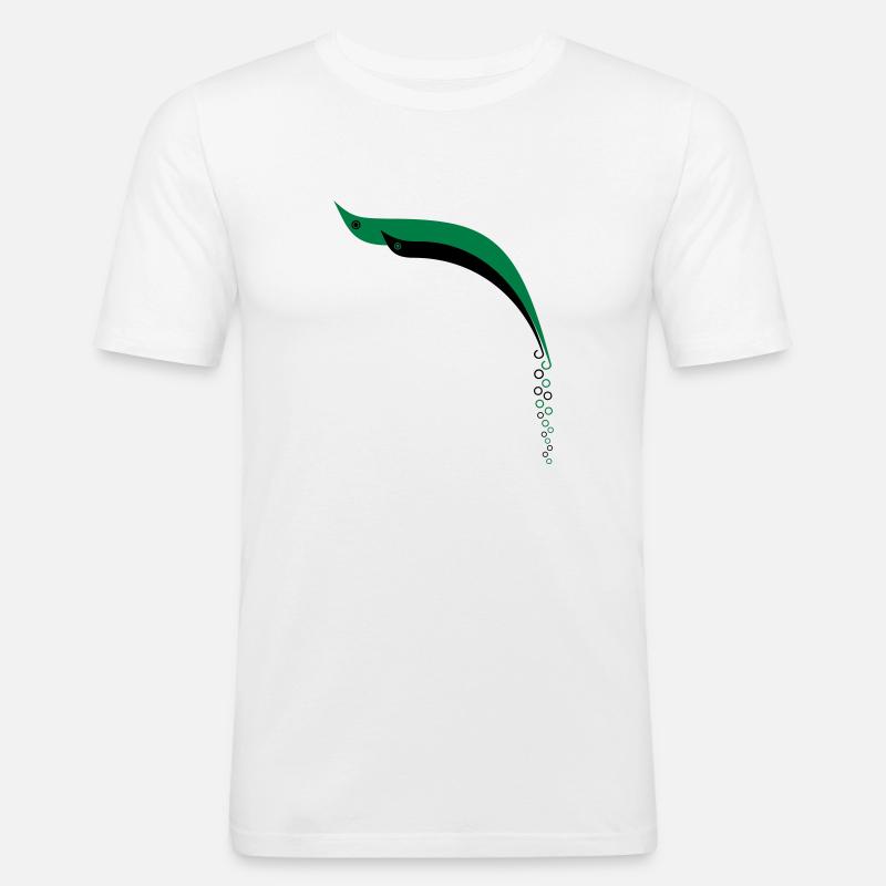 Bubble Fish - Männer Slim Fit T-Shirt - Weiß