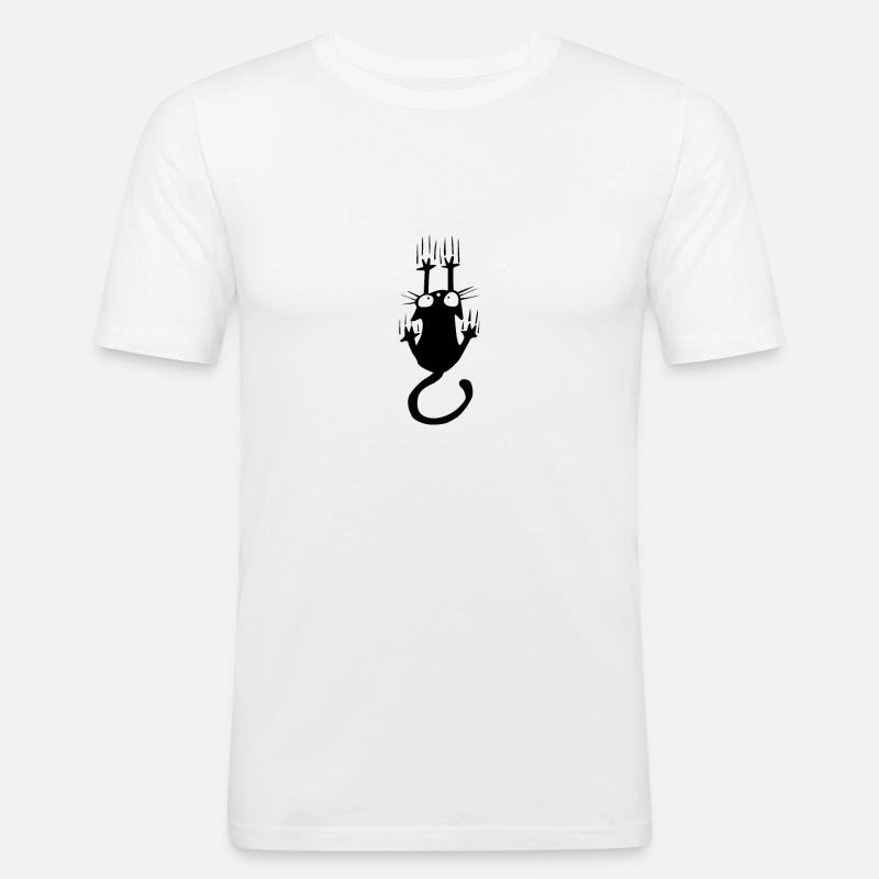 Cat Falling - Männer Slim Fit T-Shirt - Weiß