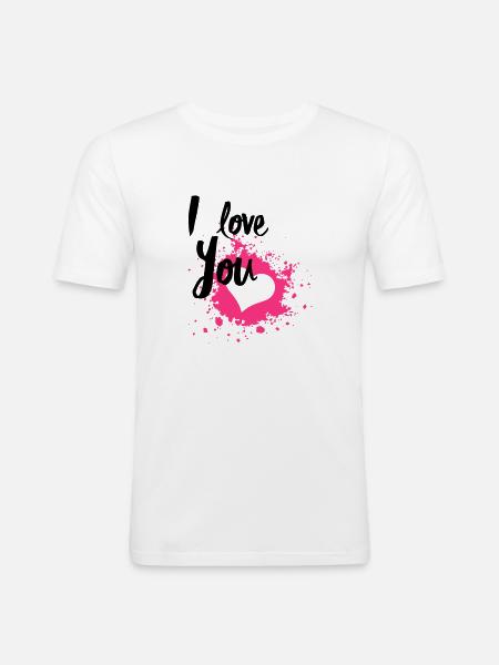 I Love You - Maglietta aderente da uomo - bianco