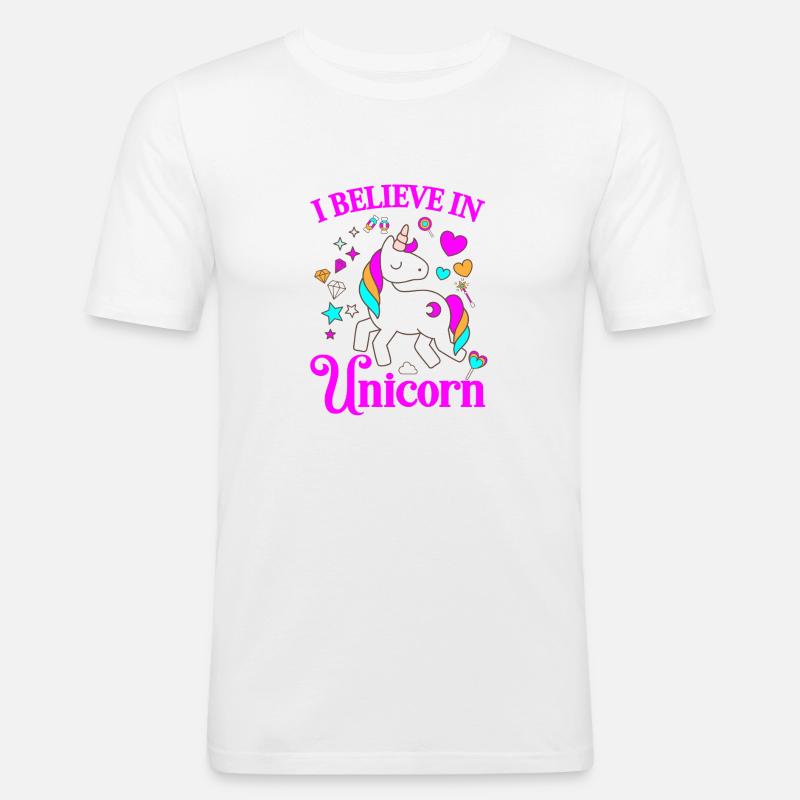 Ich glaube an Einhörner - Männer Slim Fit T-Shirt - Weiß