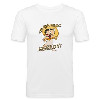 Maus Mexico ARRIBA SPEEDY - Männer Slim Fit T-Shirt - Weiß - Vorne - Nik (191cm)
