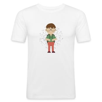 Geeks - T-shirt près du corps Homme - blanc - Devant - Nik (191cm)