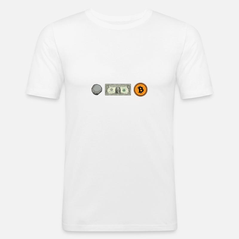 Bitcoin Evolution - Männer Slim Fit T-Shirt - Weiß