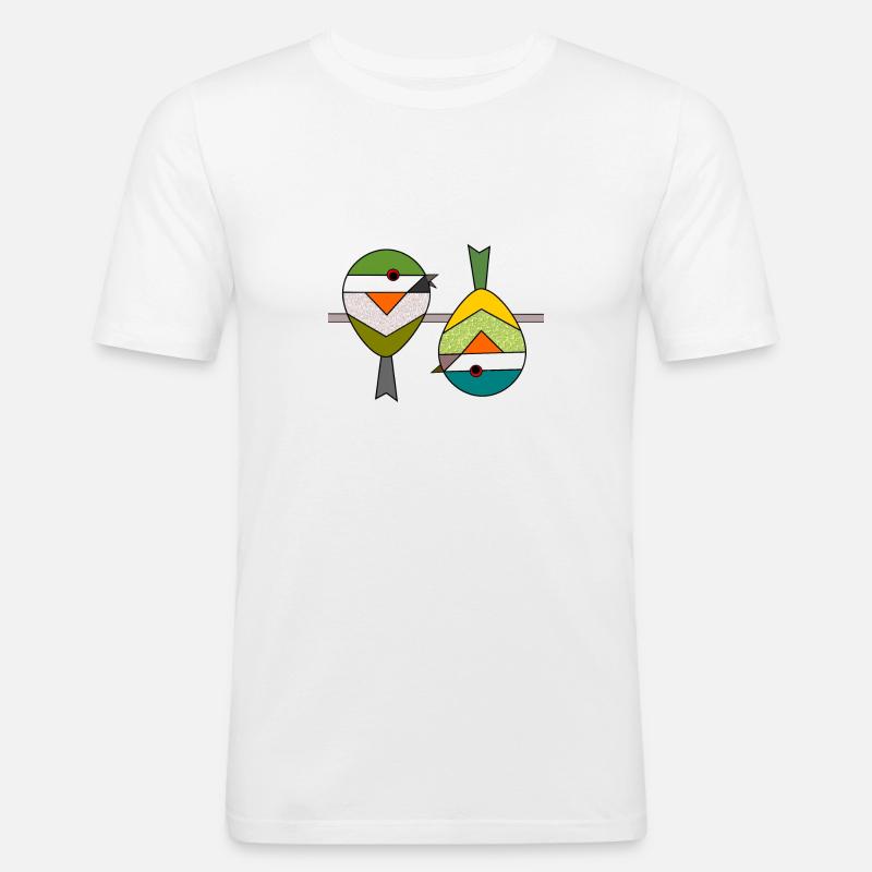 Bird 2 abstract geometric sparrows - Men's Slim Fit T-Shirt - white