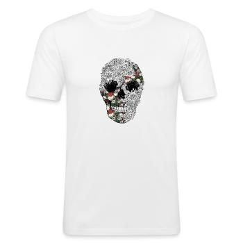 Cooler Totenkopf - Männer Slim Fit T-Shirt - Weiß - Vorne - Nik (191cm)