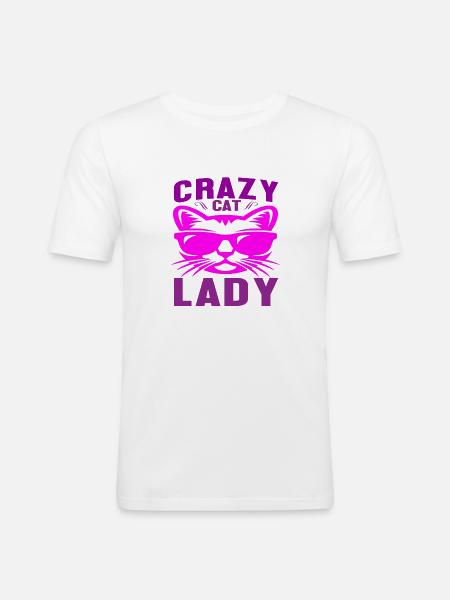 crazy cat lady - Männer Slim Fit T-Shirt - Weiß
