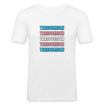 Drapeau transgenre Trans Pride LGBTQ - T-shirt près du corps Homme - blanc - Devant - Nik (191cm)